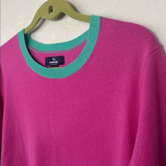 Lands' End Ladies Petite Pink Cashmere Crew Neck Sweater LP - Picture 2 of 5